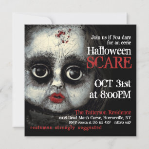 Creepy Eerie Doll Halloween Party Kaart