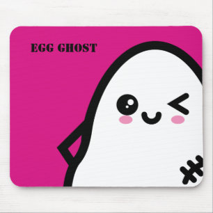 Creepy Egg Ghost Halloween   jouw namen toevoegen Muismat