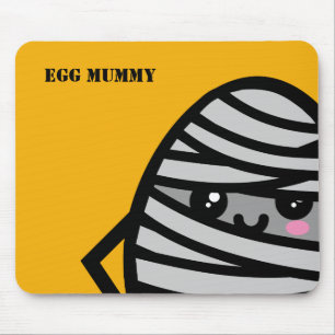 Creepy Egg Mummy Halloween   Jouw namen toevoegen Muismat