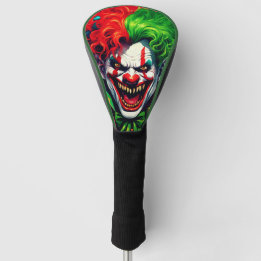Creepy eng helder haar mannelijke clown AI Art Golfheadcover