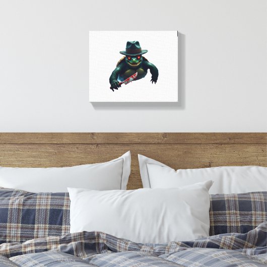 Creepy enge Halloween schildpad T-shirt Canvas Afdruk (Insitu (Slaapkamer))