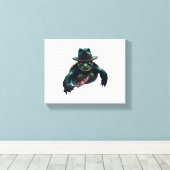 Creepy enge Halloween schildpad T-shirt Canvas Afdruk (Insitu (Houten vloer))