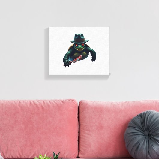 Creepy enge Halloween schildpad T-shirt Canvas Afdruk (Insitu (Woonkamer))