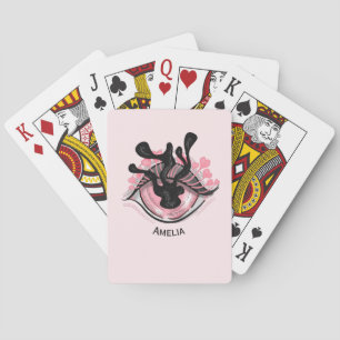 Creepy Eye Roze Schattige Rare Gothic Naam Pokerkaarten