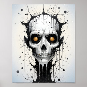 Creepy Fantasy Halloween Abstract Monster Gezicht Poster