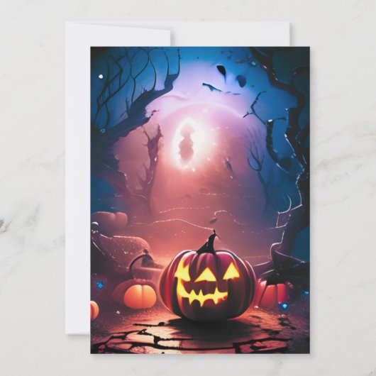 Creepy Forest Jack-O' Lanterns  Halloween Kaart (Achterkant)