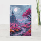  Creepy Fuchsia halloween mansion Kaart (Voorkant)