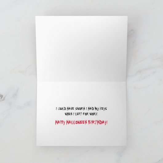 Creepy Funny Halloween Verjaardag Custom Text Kaart (Binnen)