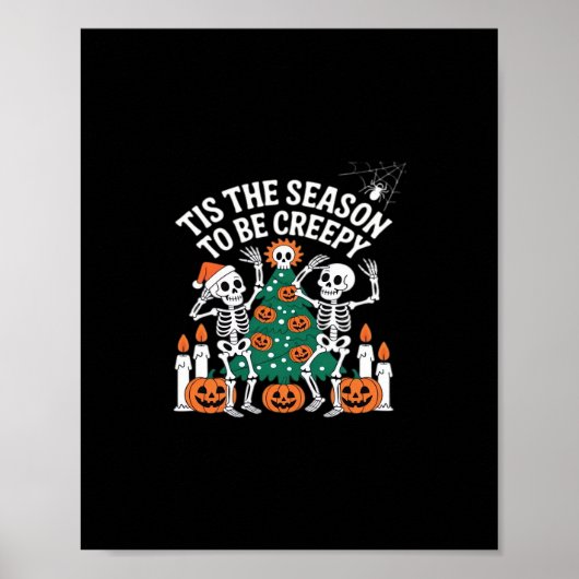 Creepy Funny Skeleton Halloween Spooky Poster (Voorkant)