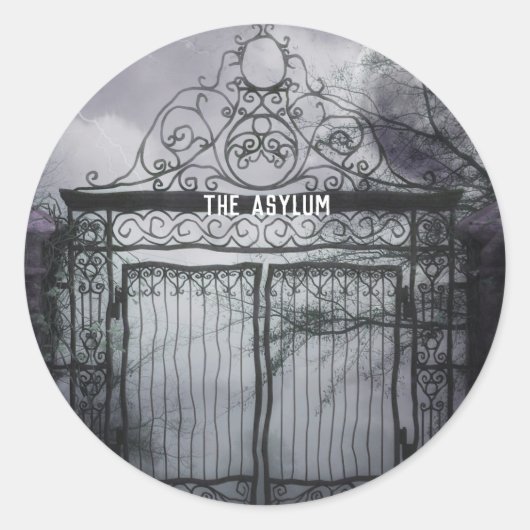 Creepy Gates Full Moon Asylum Envelope Seal Ronde Sticker (Voorkant)