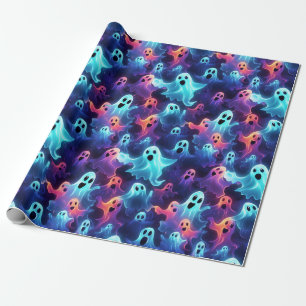 Creepy Ghost Blue Red Paarse Halloween Decoupage Cadeaupapier