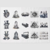 Creepy Gothic Halloween Elements Arts and Crafts Tissuepapier (Voorkant)
