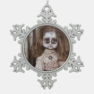 Creepy Gothic Porcelain Doll Victoriaans Gothic Tin Sneeuwvlok Ornament