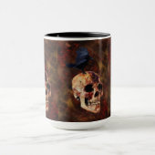 Creepy Gothic Skull and Crow - Halloween Horror Mok (Midden)