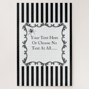 Creepy Gothic Spider Tekening Zwart & Wit Strepen Legpuzzel