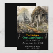 Creepy Graveyard Cemetery Graves Black Halloween Kaart (Voorkant / Achterkant)