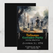 Creepy Graveyard Cemetery Graves Black Halloween Kaart (Voorkant / Achterkant)