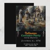 Creepy Graveyard Cemetery Graves Black Halloween Kaart (Voorkant / Achterkant)