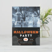 Creepy Graveyard foto zwart Halloween Kaart (Staand voorkant)