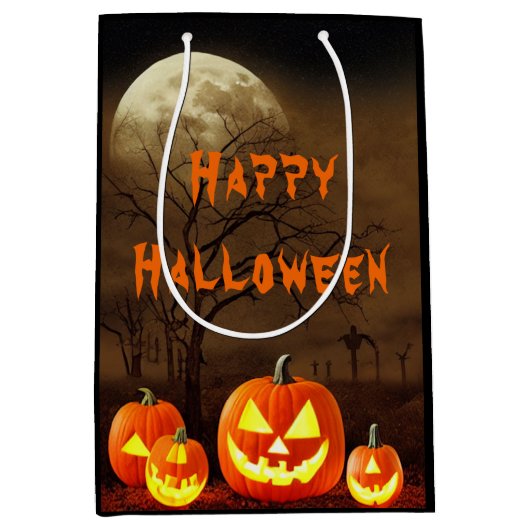 Creepy Graveyard Halloween Party Medium Cadeauzakje (Voorkant)