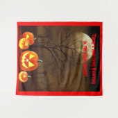 Creepy Graveyard Haunting Moon en Carved Pumpkins Wandkleed (Voorkant (horizontaal))