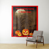 Creepy Graveyard Haunting Moon en Carved Pumpkins Wandkleed (In situ)