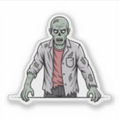 Creepy Green Zombie Halloween Sticker (Voorkant)