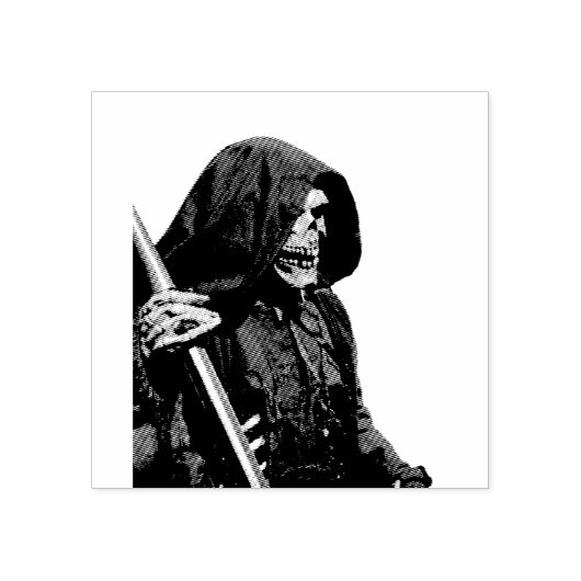 Creepy Grim Reaper met Scythe Rubberstempel (Afrduk)