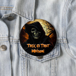 Creepy Grim Reaper Trick or treat Ronde Button 4,0 Cm