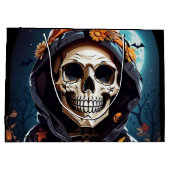 Creepy Grinning Skeleton Halloween Verjaardag Groot Cadeauzakje (Achterkant)