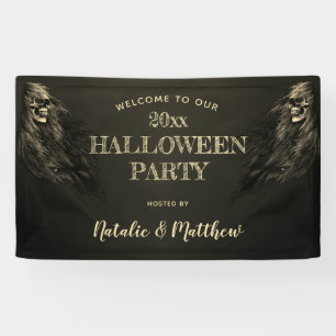 Creepy Hair Skull Halloween Party Welkomstbanner Spandoek