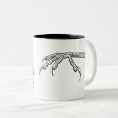 Creepy Halloween  Bird Skeleton Claws Black Tweekleurige Koffiemok (Voorkant rechts)
