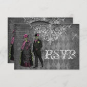 Creepy Halloween Bride & Groom RSVP Wedding (Voorkant / Achterkant)