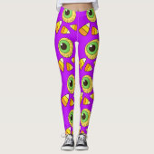 Creepy Halloween Eyeball en Candy Corn Leggings (Voorkant)