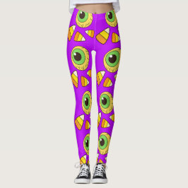 Creepy Halloween Eyeball en Candy Corn Leggings
