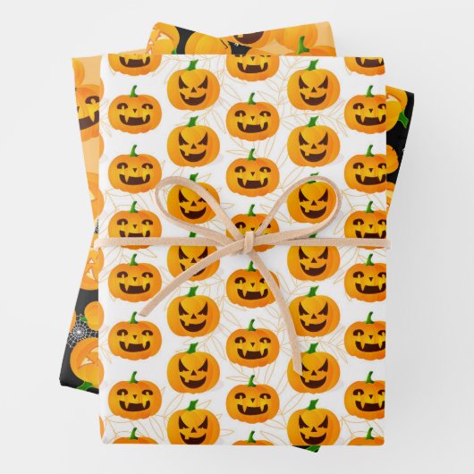 Creepy Halloween Ghost Jack O Lantern Spider Web Inpakpapier Vel (In situ)