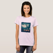 Creepy Halloween Graveyard  rustiek ontwerp T-shirt (Voorkant volledig)