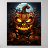 Creepy Halloween nacht Sinaasappel Jack O Lantern Poster (Voorkant)