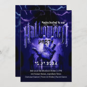 Creepy Halloween Party Zombies Blue Scary Night Kaart (Voorkant / Achterkant)