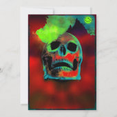 Creepy Halloween Party Zombies Neon Scary Skull Kaart (Achterkant)
