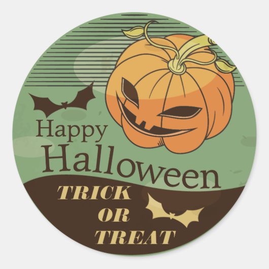 Creepy Halloween Pumpkin  | Sticker-afdichting Ronde Sticker (Voorkant)