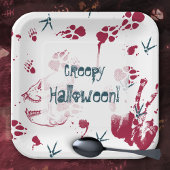 Creepy Halloween Skull bloedsporen Papieren Bordje