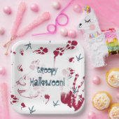 Creepy Halloween Skull bloedsporen Papieren Bordje (Feest)