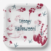 Creepy Halloween Skull bloedsporen Papieren Bordje (Voorkant)