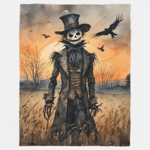 Creepy Halloween vogelverschrikker met kraaien Fleece Deken