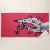 Creepy Hand Roos Thorns Macabre Red Strandlaken (Voorkant)