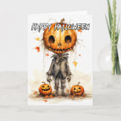 Creepy Happy Halloween Pumpkin Art Kaart (Voorkant)
