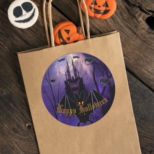 Creepy Haunted Castle Halloween Ronde Sticker