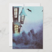 Creepy Haunted House en Bats Halloween Kaart (Achterkant)