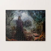 Creepy Haunted House en zijn Ghost Owner - Macabre Legpuzzel (Horizontaal)